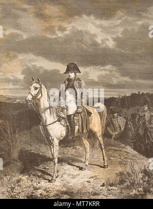 Jean Louis Ernest Meissonier (1815-1891) copie photographique d'une gravure de Napoléon se1 à cheval (1814) Banque D'Images