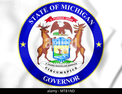 Gouverneur du Michigan Seal, USA. 3D Illustration. Banque D'Images