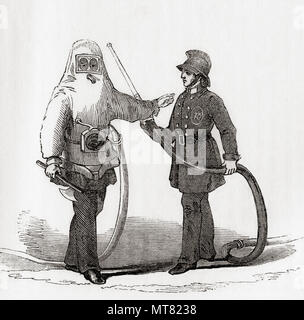 Un pompier en robe, l'épreuve du début du 19e siècle. À partir de la vieille Angleterre : A Pictorial Museum, publié 1847. Banque D'Images