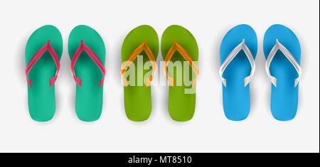 Plage Flip Flop Collection Vector Illustration Illustration de Vecteur