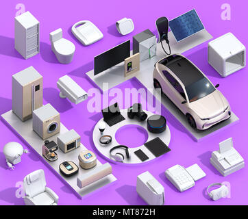 Texte composé par l'ITO appareils intelligents. Internet des objets et de domotique concept. Les produits de consommation. Le rendu 3D image. Banque D'Images