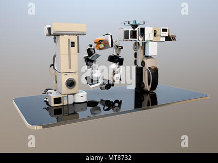Texte composé par l'ITO dispositifs intelligents sur téléphone intelligent. Internet des objets et de domotique concept. Les produits de consommation. Le rendu 3D image. Banque D'Images