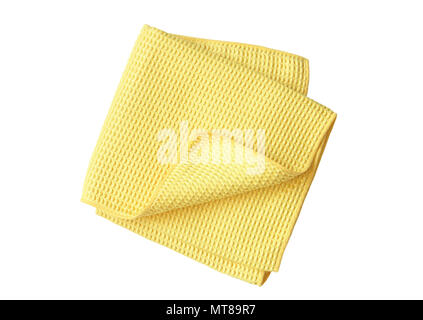 Serviette jaune isolé sur fond blanc avec clipping path Banque D'Images