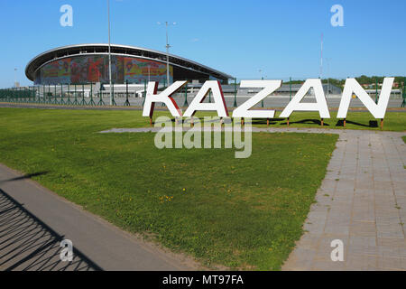 Kazan, Russie - le 26 mai 2018 : 'Inscription' avant de Kazan football stadium Banque D'Images