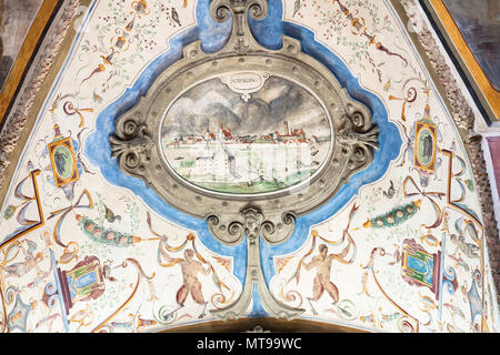 MUNICH, ALLEMAGNE - le 21 mai 2018 : plafond peint en résidence Residenz Munich (musée). Le Residenz est l'ancien palais royal de la Mona Wittelsbach Banque D'Images