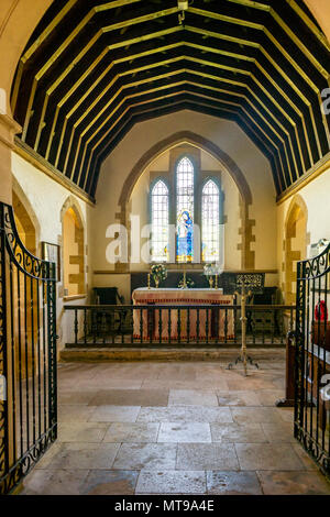 L'intérieur de l'Église qui Tyneham fait partie de la/ village abandonné de Tyneham dans le Dorset, Angleterre, RU Banque D'Images