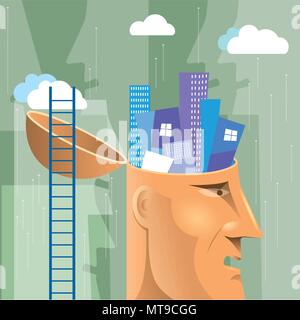 L'esprit concept design, élevé dans le cerveau Illustration de Vecteur