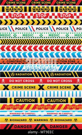 Diverses bandes d'avertissement ensemble isolé. Illustration de Vecteur