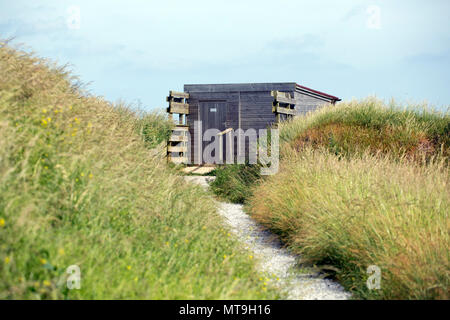 Banque Long cacher à repousser un observatoire d'oiseaux. Banque D'Images