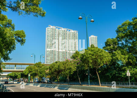 Avis de Tung Chung, district de Hong Kong sur l'île de Lantau Banque D'Images