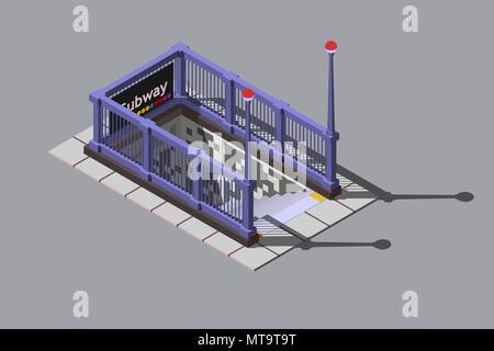 Entrée de la station de métro souterrain, vector illustration isométrique Illustration de Vecteur