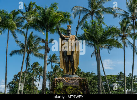 Statue du Roi Kamehameha à Hilo sur la grande île d'Hawaï Banque D'Images