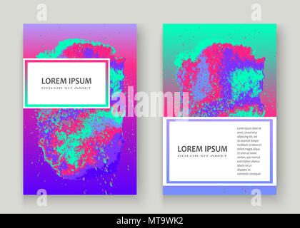 Conception de la couverture artistique de pierre gemme au néon. Gradient holographique liquide explosion splash texture background. Creative mode vecteur modèle Rapport Couverture Cata Illustration de Vecteur