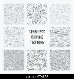 Ensemble de modèles sans couture grange. Vecteur simple scratch textures avec points, traits et doodles Illustration de Vecteur