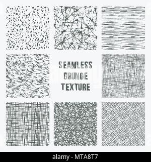 Ensemble de modèles sans couture grange. Vecteur simple scratch textures avec points, traits et doodles Illustration de Vecteur