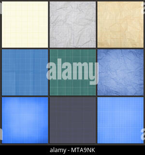 Collection d'arrière-plan de renouveau. Papier millimétrique engineering. Graphique papier fond bleu. Papier graphique pour la construction et les dessins d'architecture Banque D'Images