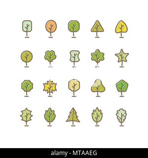 Silhouette d'arbres isolé sur blanc. Vector set Design. Arbre généalogique Concept icon collection Illustration de Vecteur