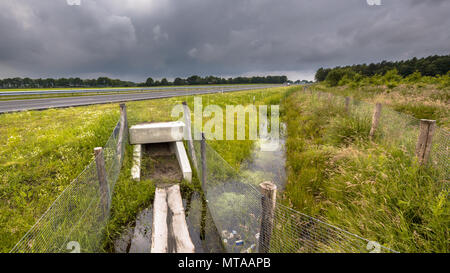 Passage Passage sous un ponceau carré pour les animaux sous une autoroute dans les Pays-Bas Banque D'Images