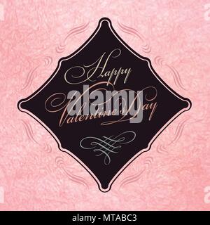 Happy valentines day card d'ornements et de lettrages Illustration de Vecteur