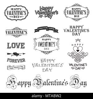 Photo Vector overlays, lettrage dessiné à la main, collection citation inspirante. Les étiquettes de la saint valentin ensemble. Carte postale de calligraphie ou poster design graphique l Illustration de Vecteur