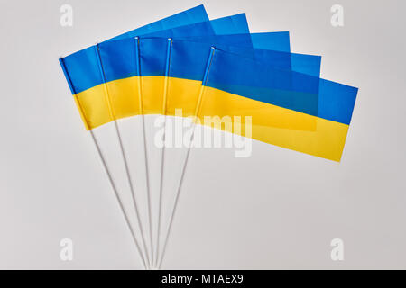 Collection de drapeaux ukrainiens. L'Ukraine les drapeaux sur fond blanc isolé. Banque D'Images