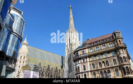 La Cathédrale St Stephan (Stephansdom) et Haas-Haus à Vienne, Autriche Banque D'Images