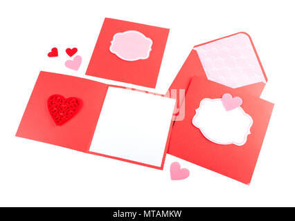 La conception romantique ensemble isolé sur blanc. Pour être utilisé pour les cartes postales, invitations, cartes, dépliants, enveloppes design Banque D'Images