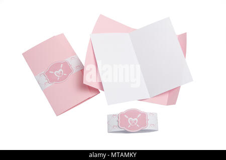 La conception romantique ensemble isolé sur blanc. Pour être utilisé pour les cartes postales, invitations, cartes, enveloppes design Banque D'Images