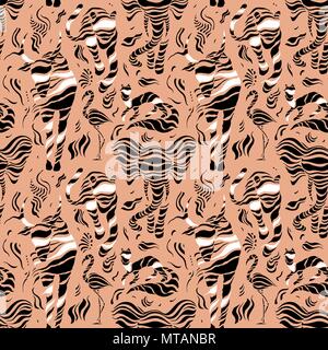 Animaux sauvages stylisés. Hand drawn seamless pattern Illustration de Vecteur
