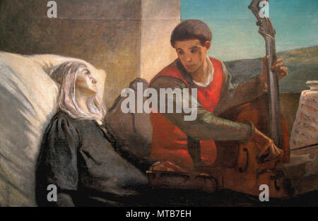Puvis de Chavannes Pierre - Jean Cavalier jouant le choral de Luther a sa mère mourante Banque D'Images