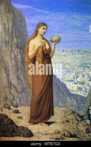 Puvis de Chavannes Pierre - Marie Madeleine dans le désert Banque D'Images