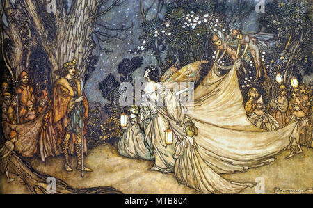 Arthur Rackham - Le Songe d'une nuit - la réunion d'Oberon et Titania Banque D'Images