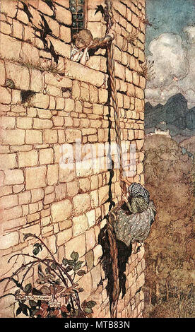 Arthur Rackham - de les contes des frères Grimm - Rapunzel Banque D'Images