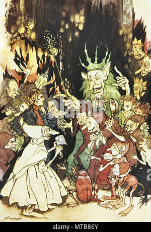 Arthur Rackham - Peer Gynt 3 - Peer devant le roi des Trolls Banque D'Images