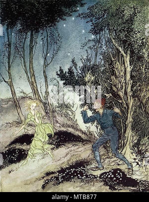 Arthur Rackham - Peer Gynt - Peer 6 suit la femme en vert Banque D'Images