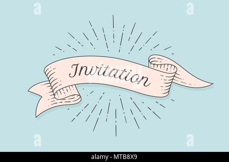 Invitation. Ancienne étiquette banner Illustration de Vecteur