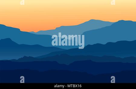 Paysage avec twilight in Blue Mountains Illustration de Vecteur