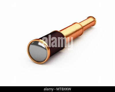 Retro ancien spyglass isolated on white Banque D'Images