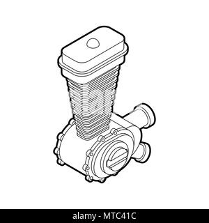 Emballement moteur isométrique. Moto moteur isolé. Vector illustration. Illustration de Vecteur