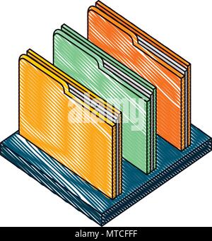 Les documents des dossiers avec tablette icône isométrique Illustration de Vecteur