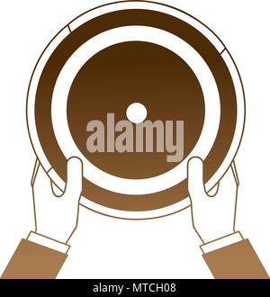 Hands holding vintage retro vinyl record Illustration de Vecteur