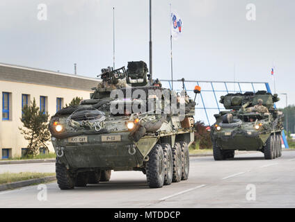 Rozvadov, République tchèque. 29 mai, 2018. Convoi de troupes américaines à la frontière ROZVADOV, traverse le 29 mai 2018, de se déplacer à travers la République tchèque au sein de l'exercice 2018 Grève Sabre. Photo : CTK Miroslav Chaloupka/Photo/Alamy Live News Banque D'Images