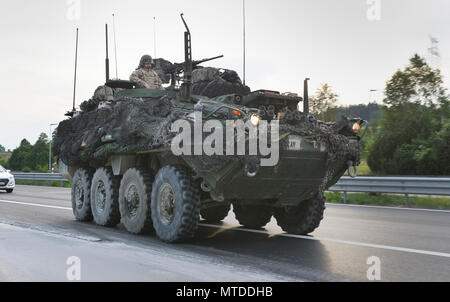 Rozvadov, République tchèque. 29 mai, 2018. Convoi de troupes américaines à la frontière ROZVADOV, traverse le 29 mai 2018, de se déplacer à travers la République tchèque au sein de l'exercice 2018 Grève Sabre. Photo : CTK Miroslav Chaloupka/Photo/Alamy Live News Banque D'Images