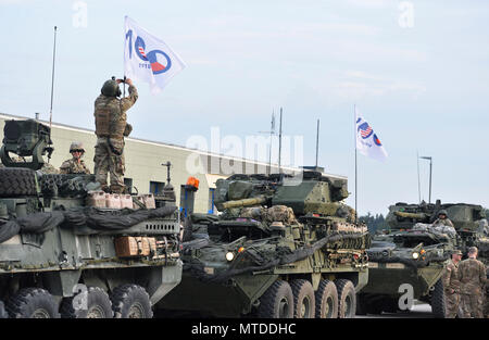 Rozvadov, République tchèque. 29 mai, 2018. Convoi de troupes américaines à la frontière ROZVADOV, traverse le 29 mai 2018, de se déplacer à travers la République tchèque au sein de l'exercice 2018 Grève Sabre. Photo : CTK Miroslav Chaloupka/Photo/Alamy Live News Banque D'Images