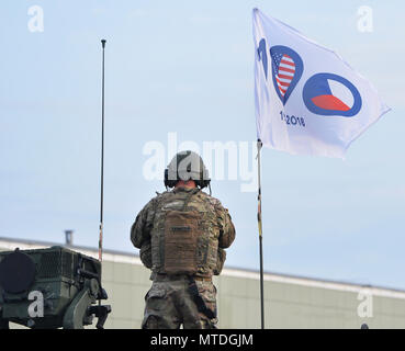 Rozvadov, République tchèque. 29 mai, 2018. Convoi de troupes américaines à la frontière ROZVADOV, traverse le 29 mai 2018, de se déplacer à travers la République tchèque au sein de l'exercice 2018 Grève Sabre. Photo : CTK Miroslav Chaloupka/Photo/Alamy Live News Banque D'Images