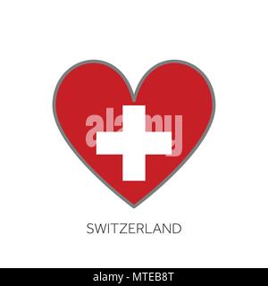 Drapeau de la Suisse en forme de cœur amour romantique icône vecteur Illustration de Vecteur