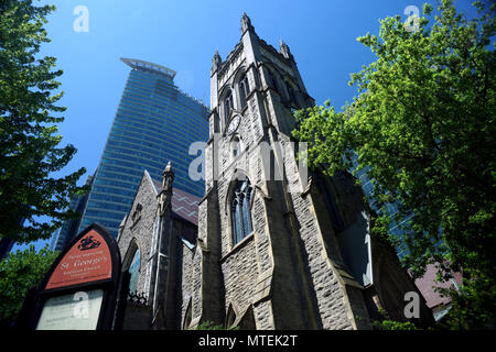 Montréal, Canada, 29 Mai,2018.St-George's Anglican Church dans le coeur du centre-ville de Montréal.Credit;Mario Beauregard/Alamy Live News Banque D'Images