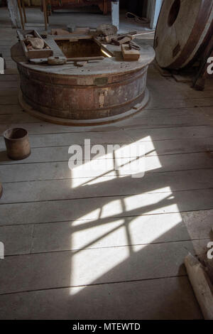 Pakenham, moulin à eau moulin à eau de l'intérieur, la dernière du Suffolk, Royaume-Uni Banque D'Images