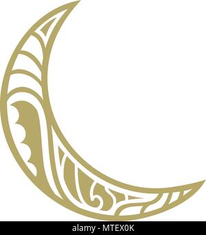 Logo du croissant de lune d'ornement Illustration de Vecteur