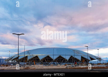 Arène de Samara, Russie - Avril 2018 : Coupe du monde de football 2018 construction du stade. Disposition des territoires voisins. Banque D'Images